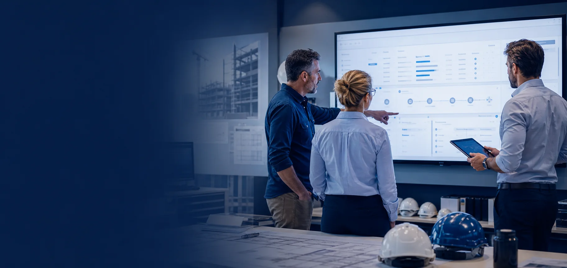 Builder and finance leader reviewing Databuild invoice approvals and payment readiness