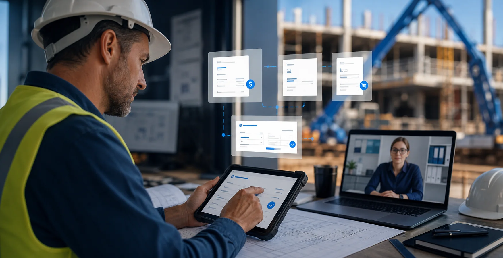 Construction supervisor reviewing Databuild invoice approval decisions